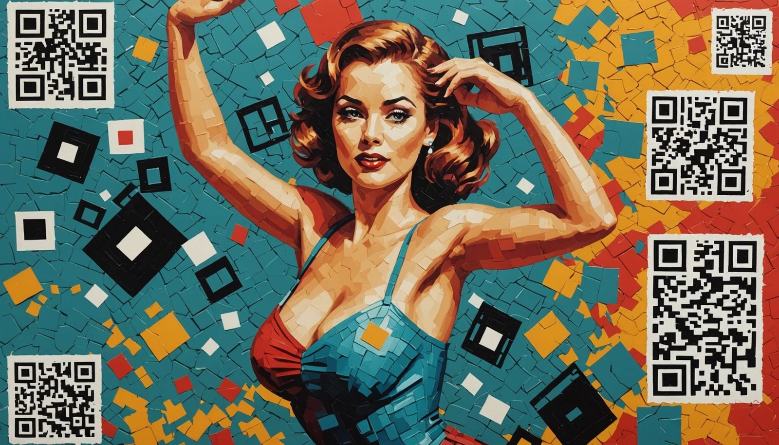 Surreal Pin-Up Girl Plays Cards in Space with Heavy Impasto ...