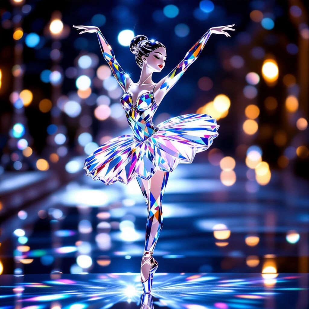 Diamond Ballerina Statue in Luxurious Art Nouveau Style