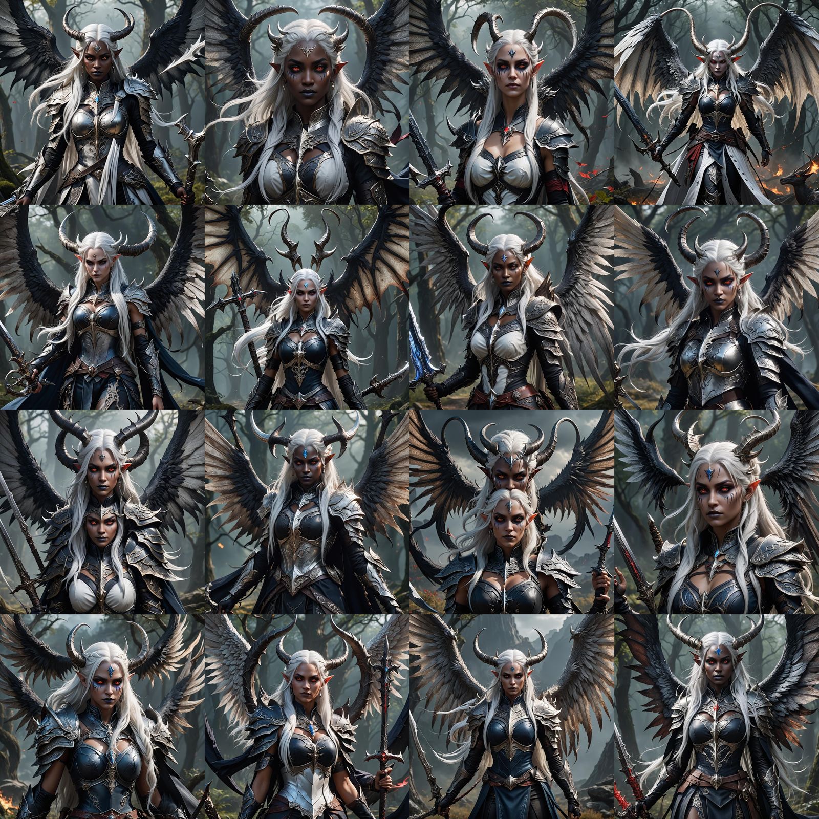 Demonic Drow Hybrid Warrior with Bow and Sword