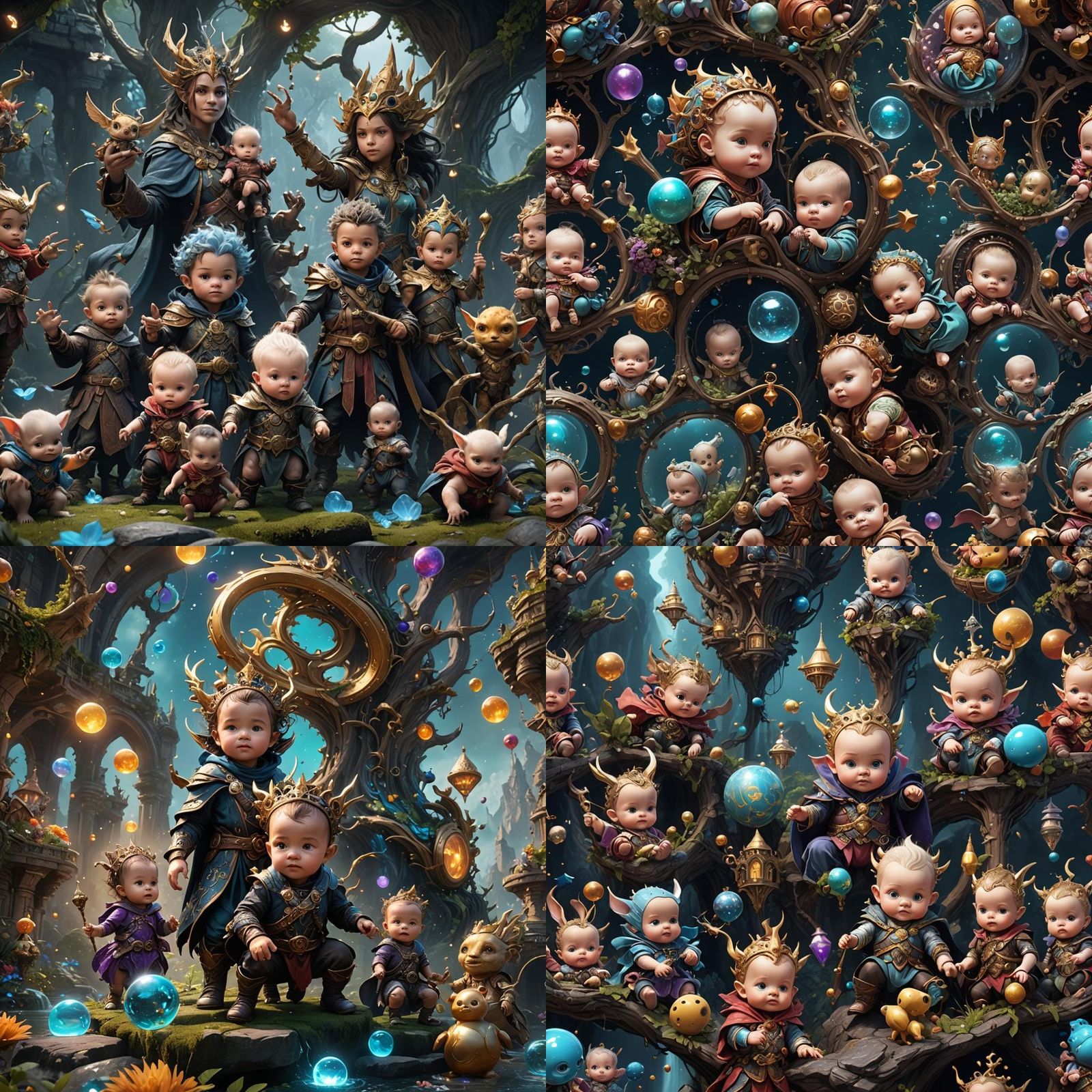 Magical Babies in Detailed Matte Painting Style