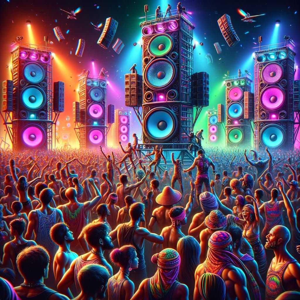 Free Tekno Music Festival at Night