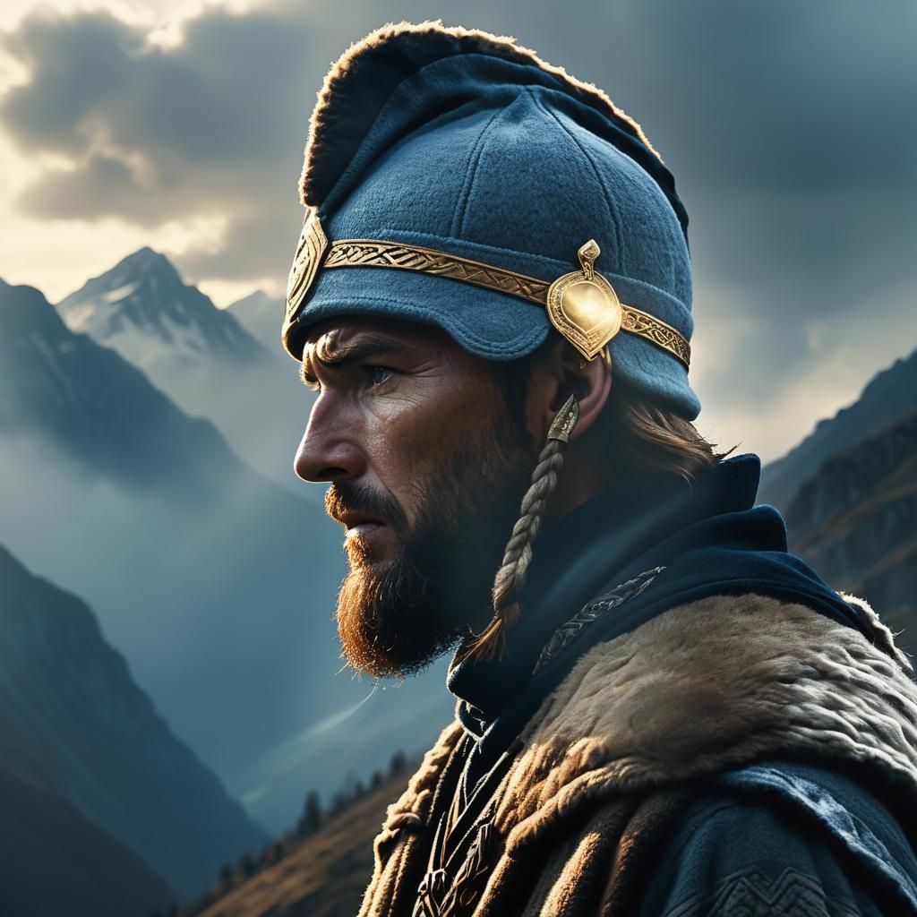 Dacian Warrior in Mountain Landscape