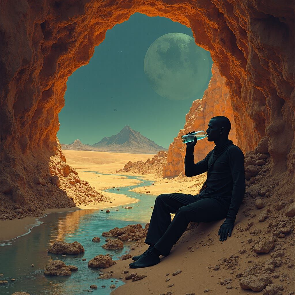 Paul Atreides in Desert Cave Sees Psychedelic Visions