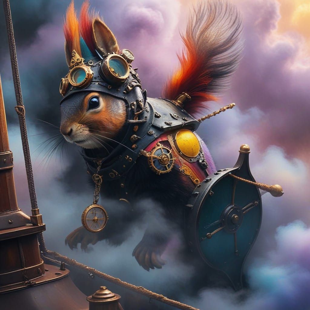 Steampunk Squirrel Captain Conquers the Skies