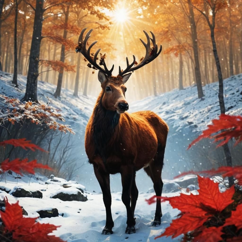 <lora:Cicada Song V2:0.5>a reindeer photo<lora:Zz Zebrapunk V2:1.0>