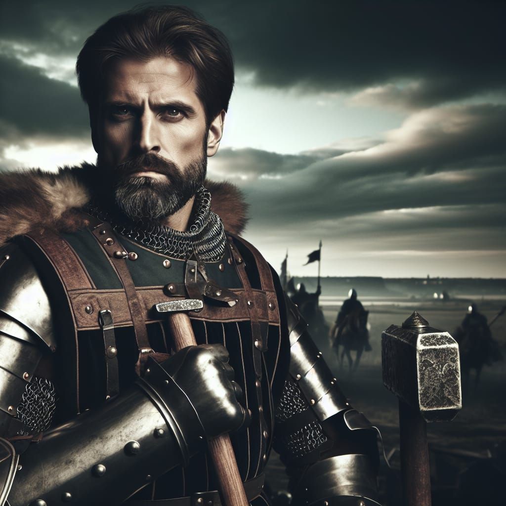 Medieval Military Leader on Battlefield