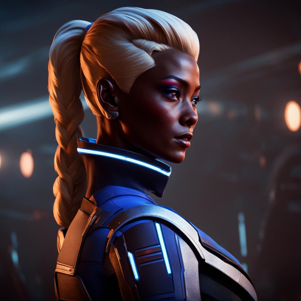 Beautiful Blonde Asari in Officer Uniform, Unreal Engine 5