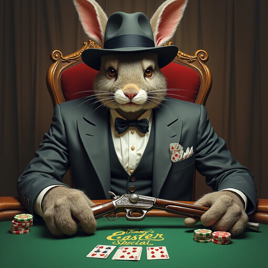 Gangster Easter Bunny Showcases Tough Side in Luxury Poker G...