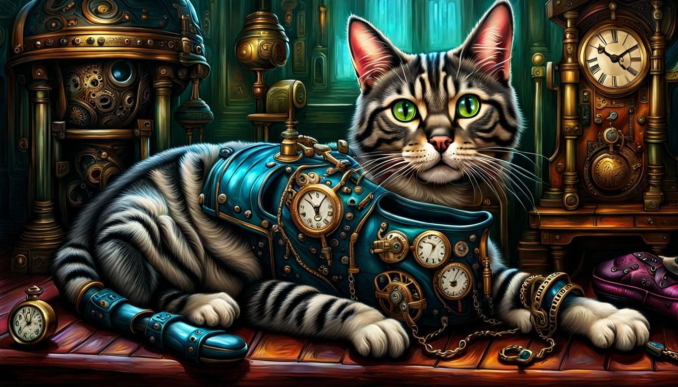 Steampunk Cat-Dog Chewing Slipper in Biopunk Style