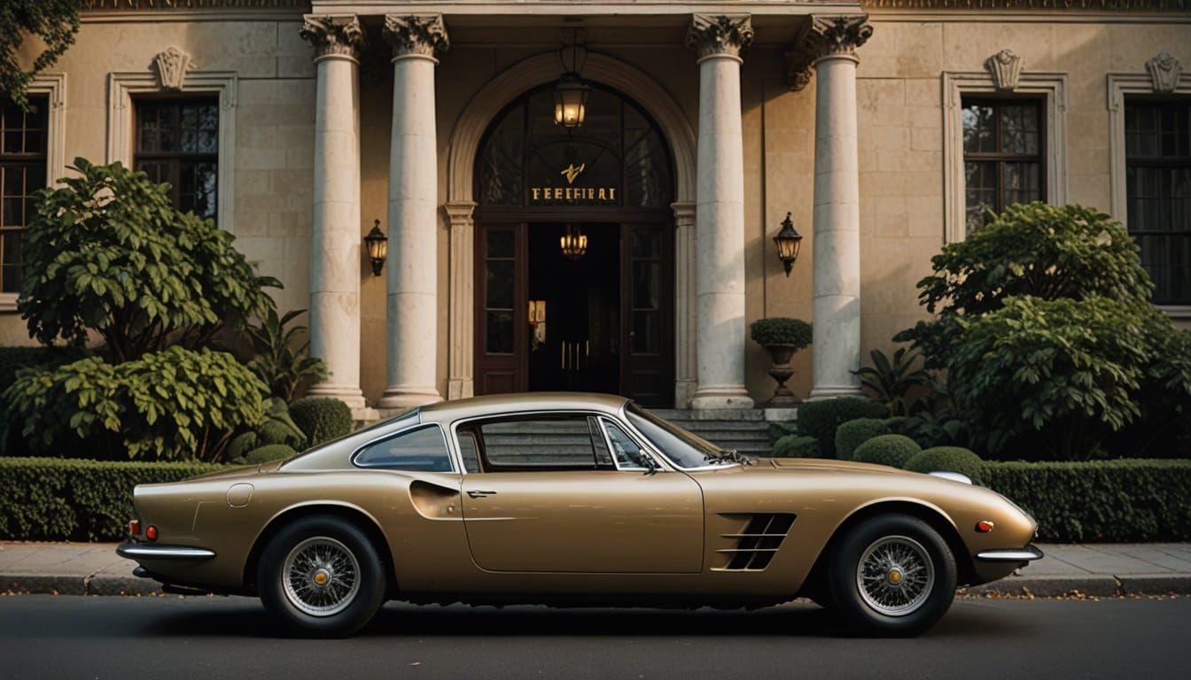 1959 Ferrari 400 Superamerica in Front of Neoclassical Mansi...