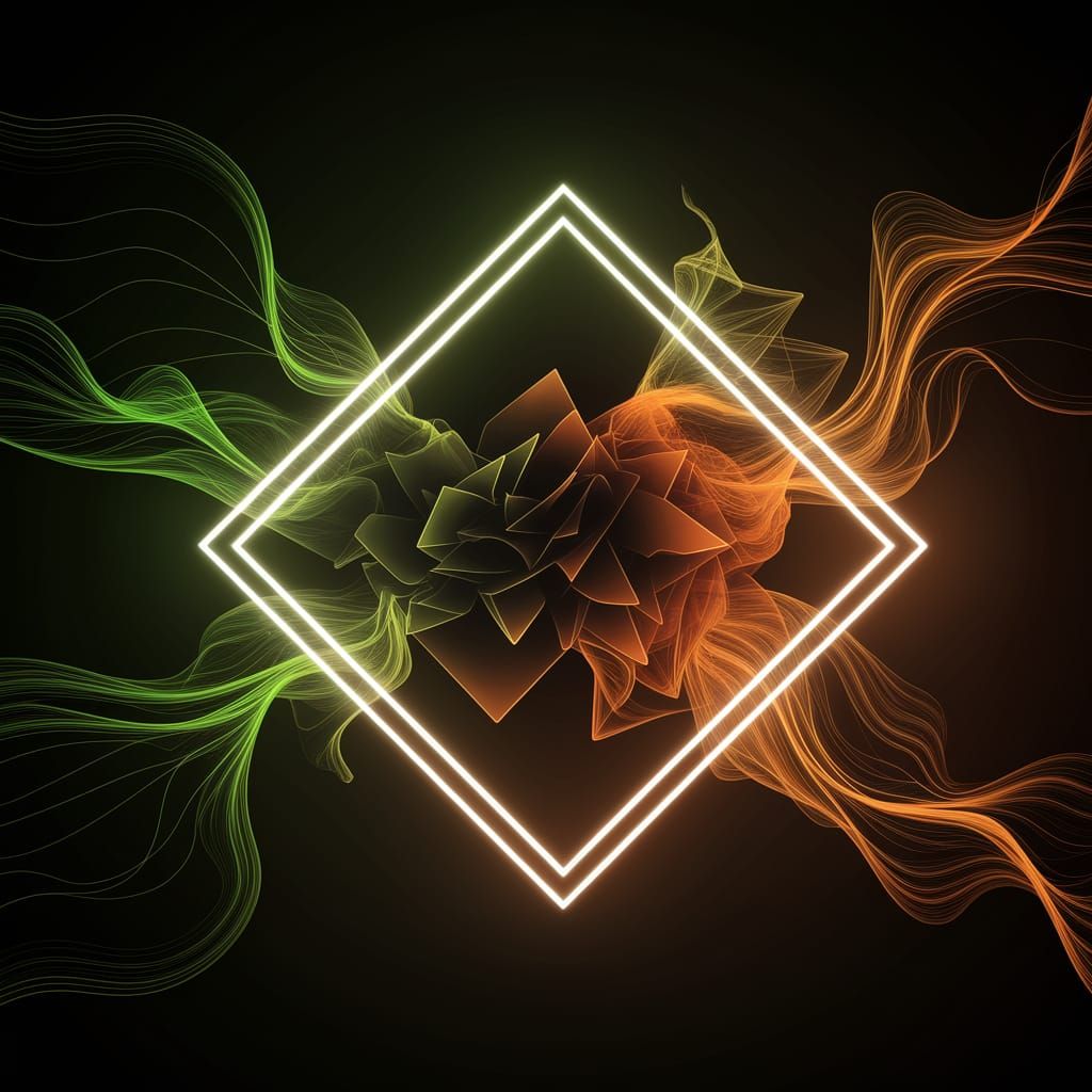 Abstract Neon Swirls and Geometric Shapes