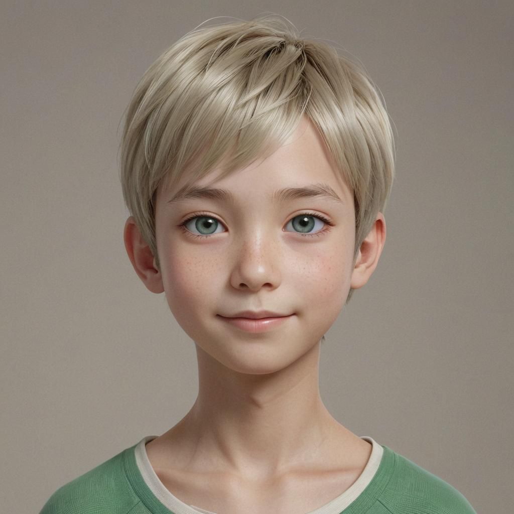 Anime Portrait of a Smiling Mixed-Race Boy