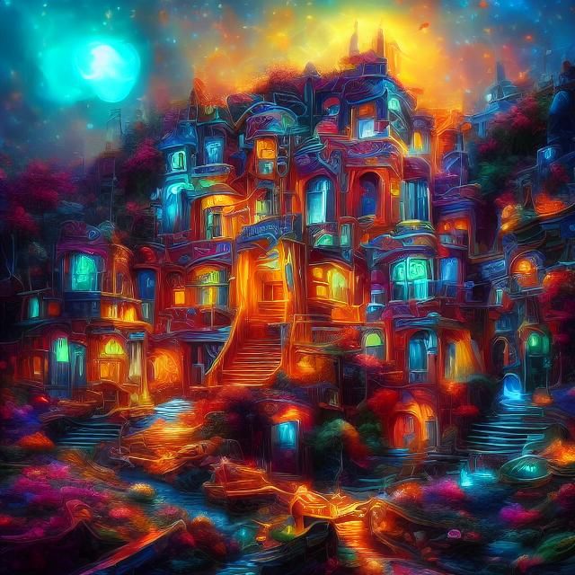 Neon Ghosts Haunt a Cinematic Halloween Mansion