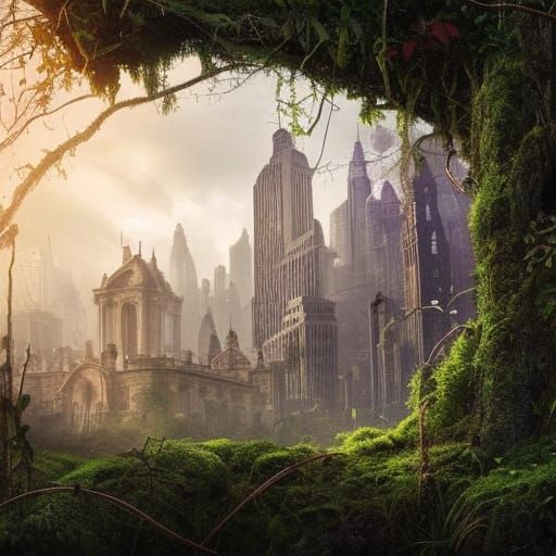 Overgrown City: Vines and Moss in Digital Painting