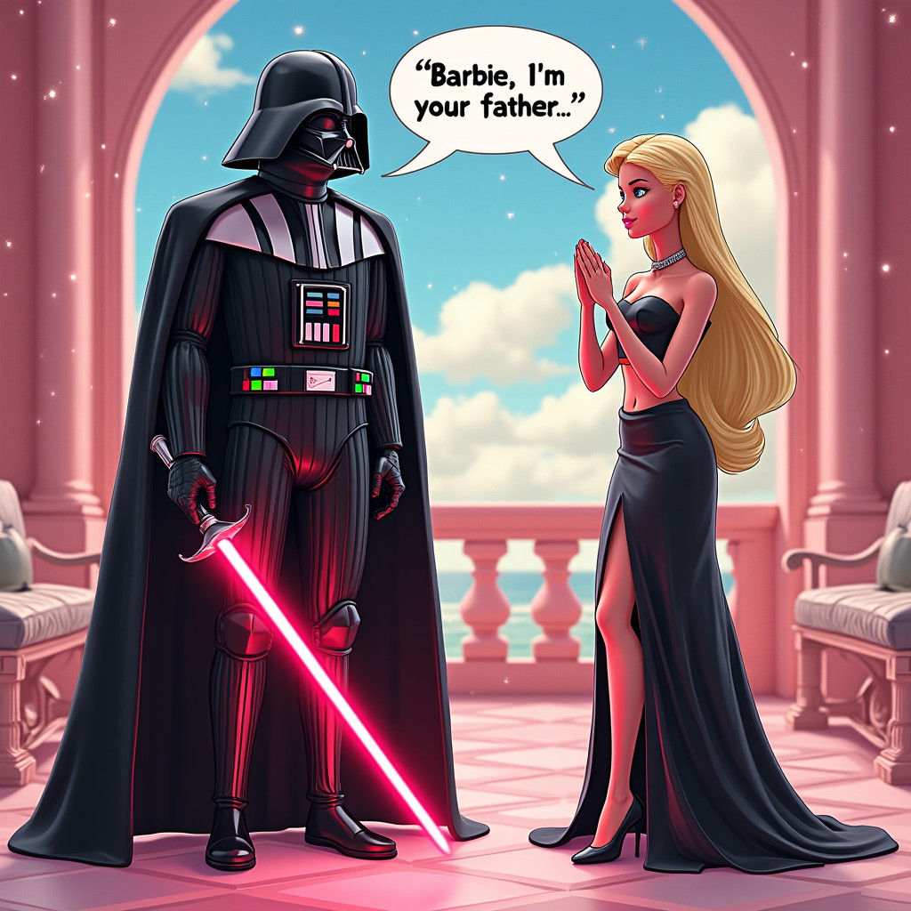 Darth Vader Reveals Himself to Barbie
