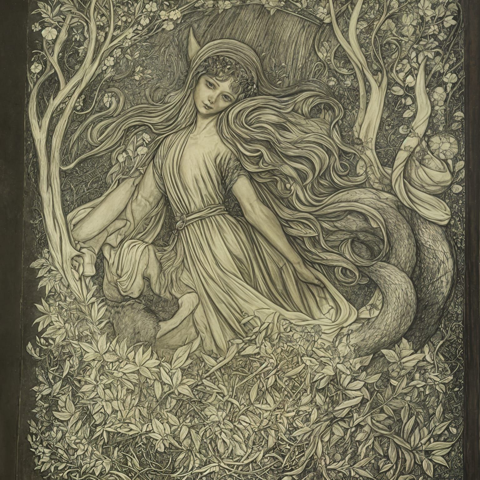 Centaur Scholar Reads Illuminated Manuscript