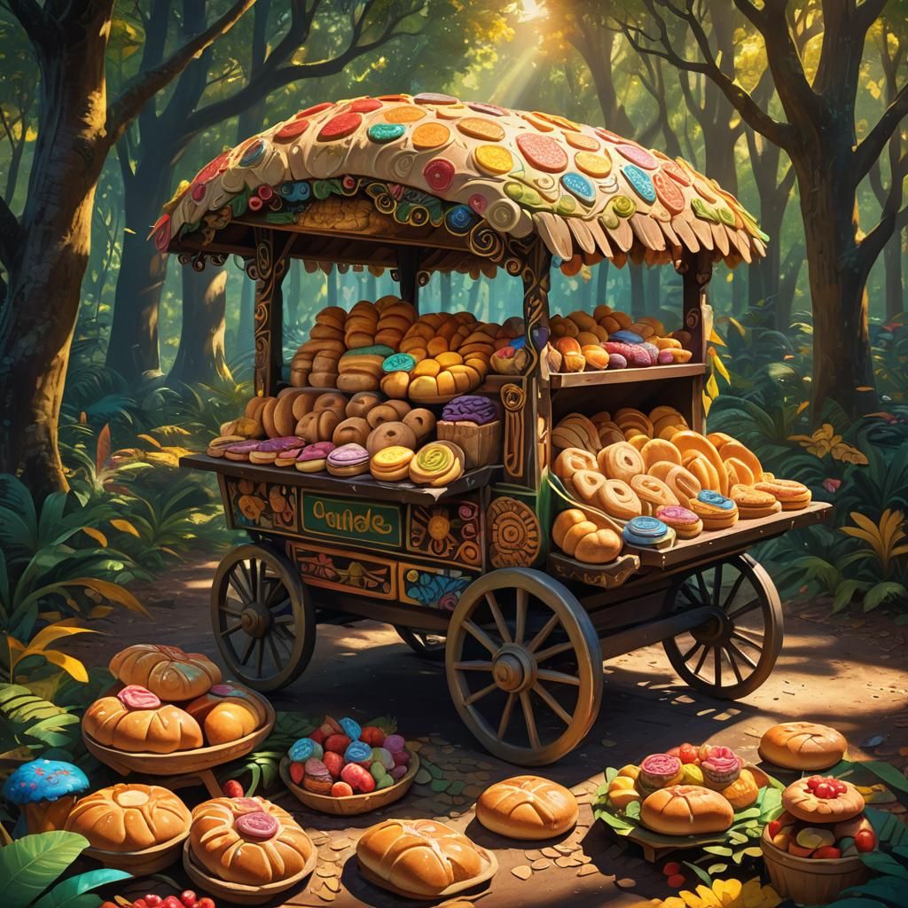 Colorful Guagua de Pan in Mystical Forest: Fantasy Art