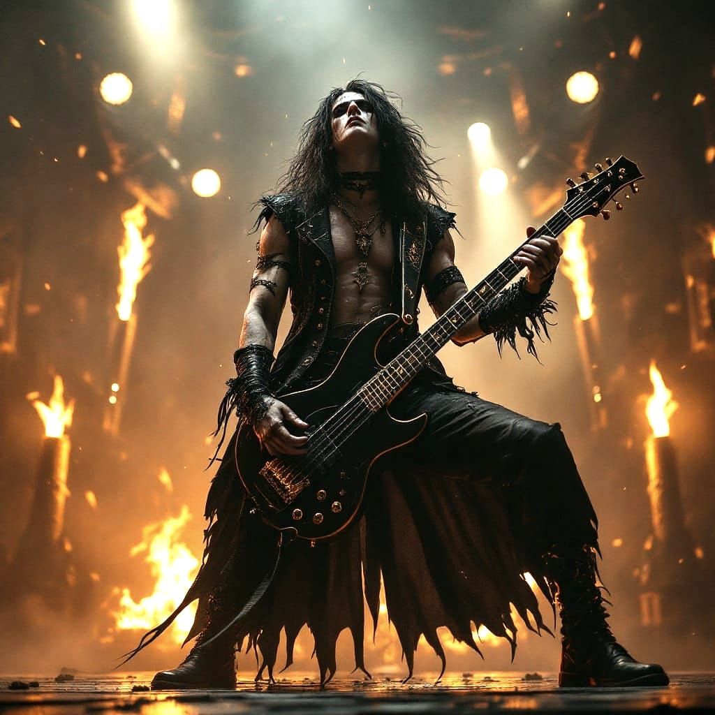 Gothic Rockstar God in Black and Gold