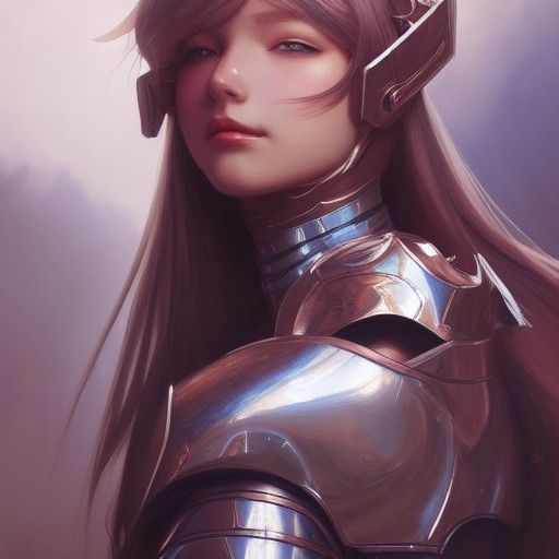 Anime Girl in Armor: Hyperdetailed Portrait