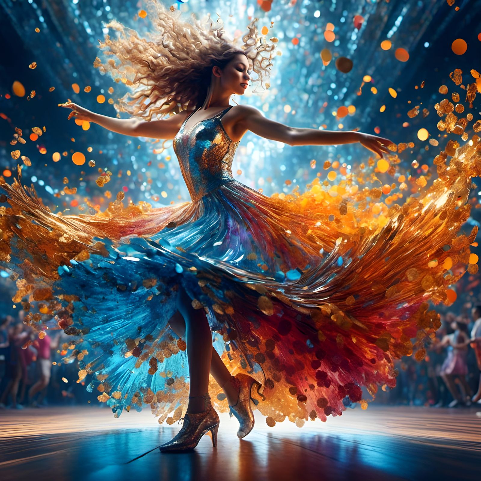 Dancing in Metallic Dress