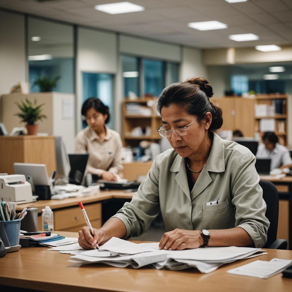 Candid Photo of Cleaning Lady in Office