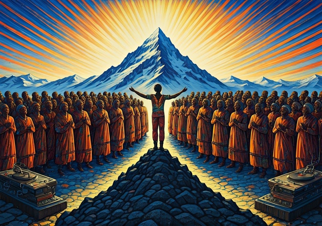 Joyful Choir Celebrates Christmas in Vibrant, Expressionist...