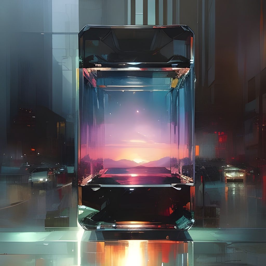 Sunrise in a Cube on a Busy Street