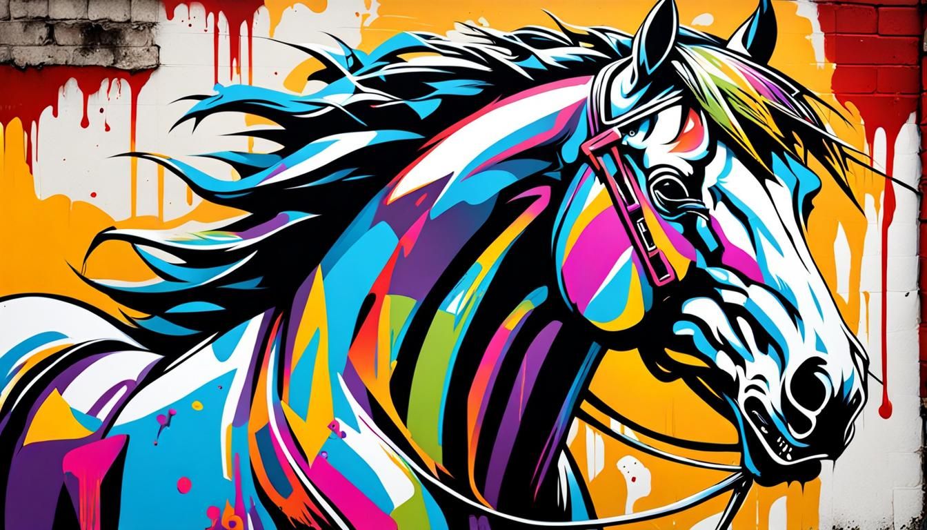 Angry Evil Horse Head Graffiti Art