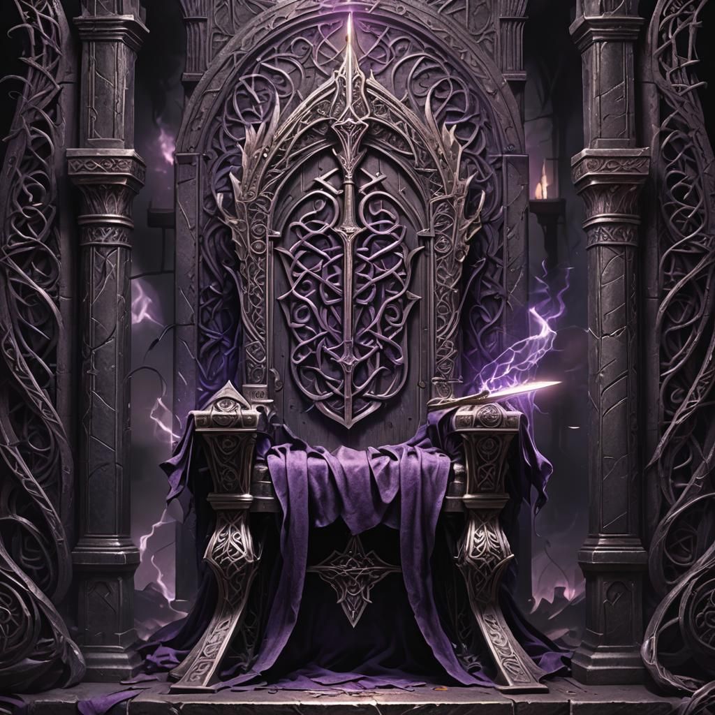 Elven Sword Throne with Purple Magic Aura