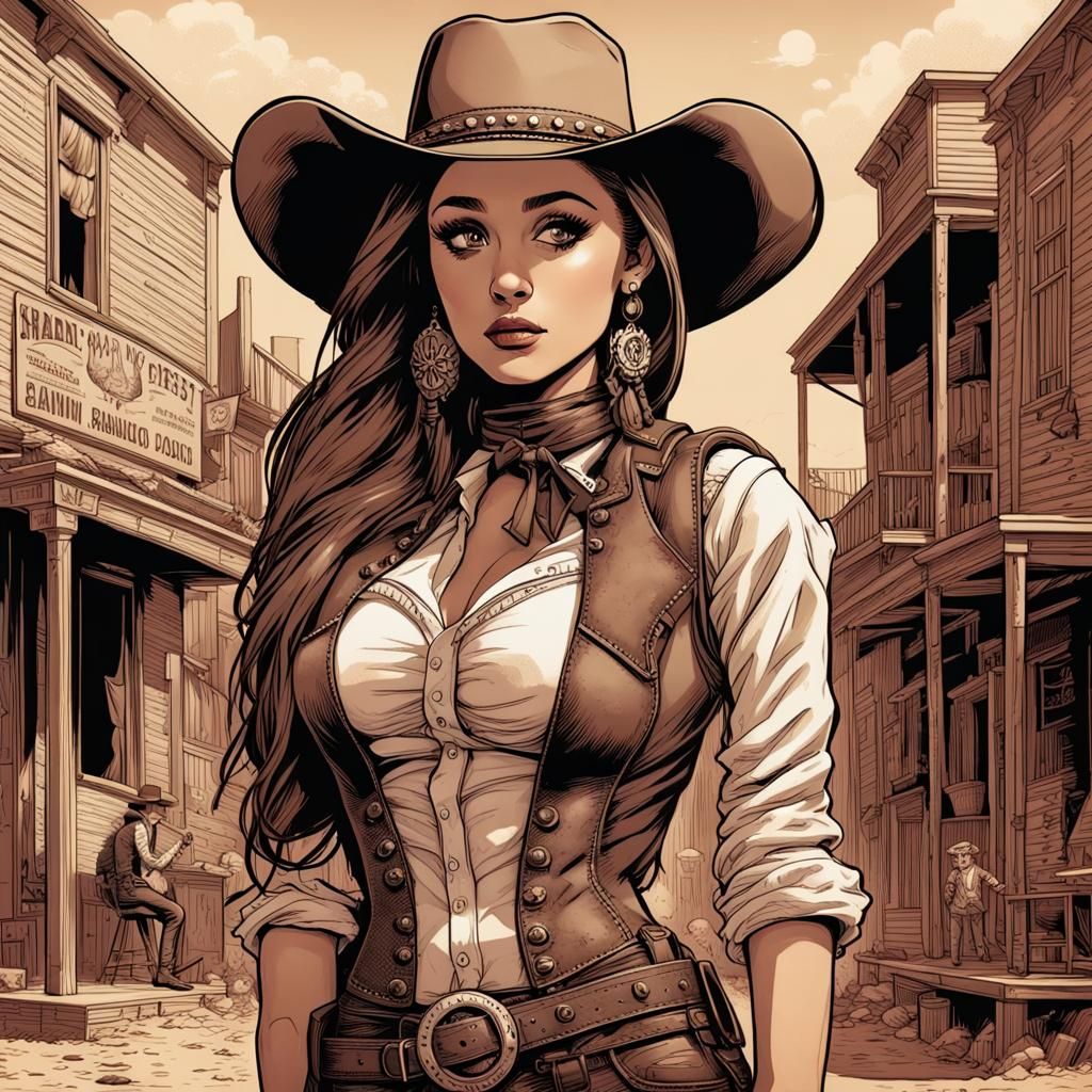 Singer as Wild West Bandit in Comic Book Style