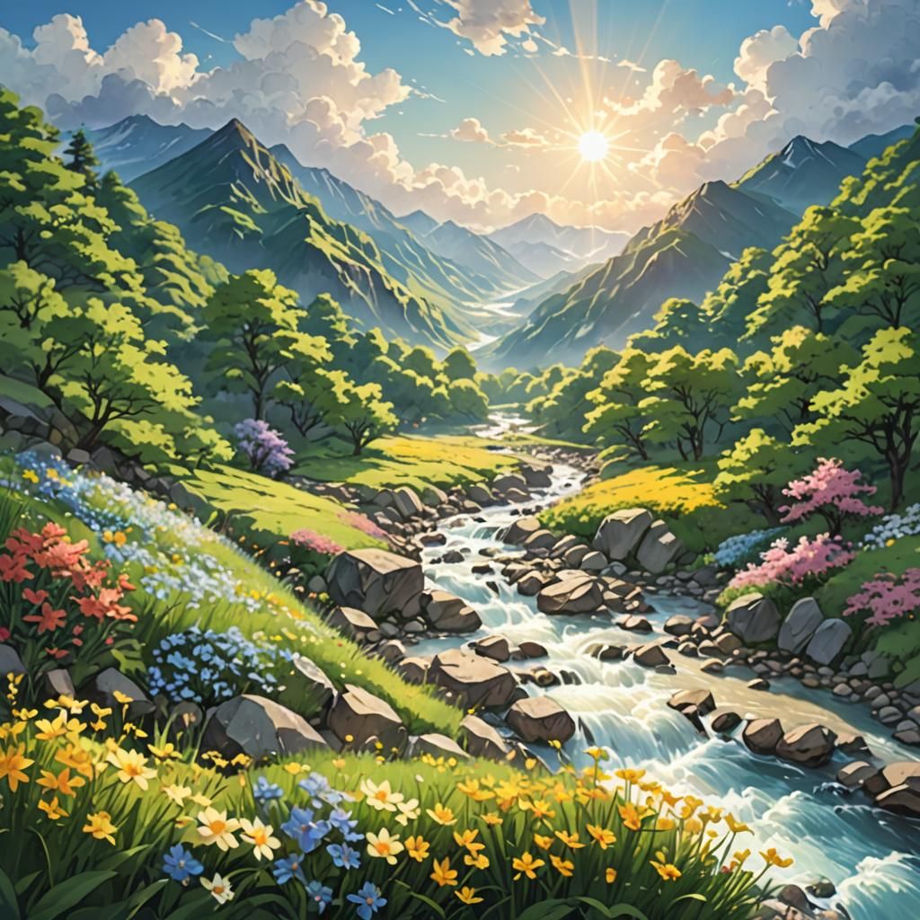 Mountain river in spring