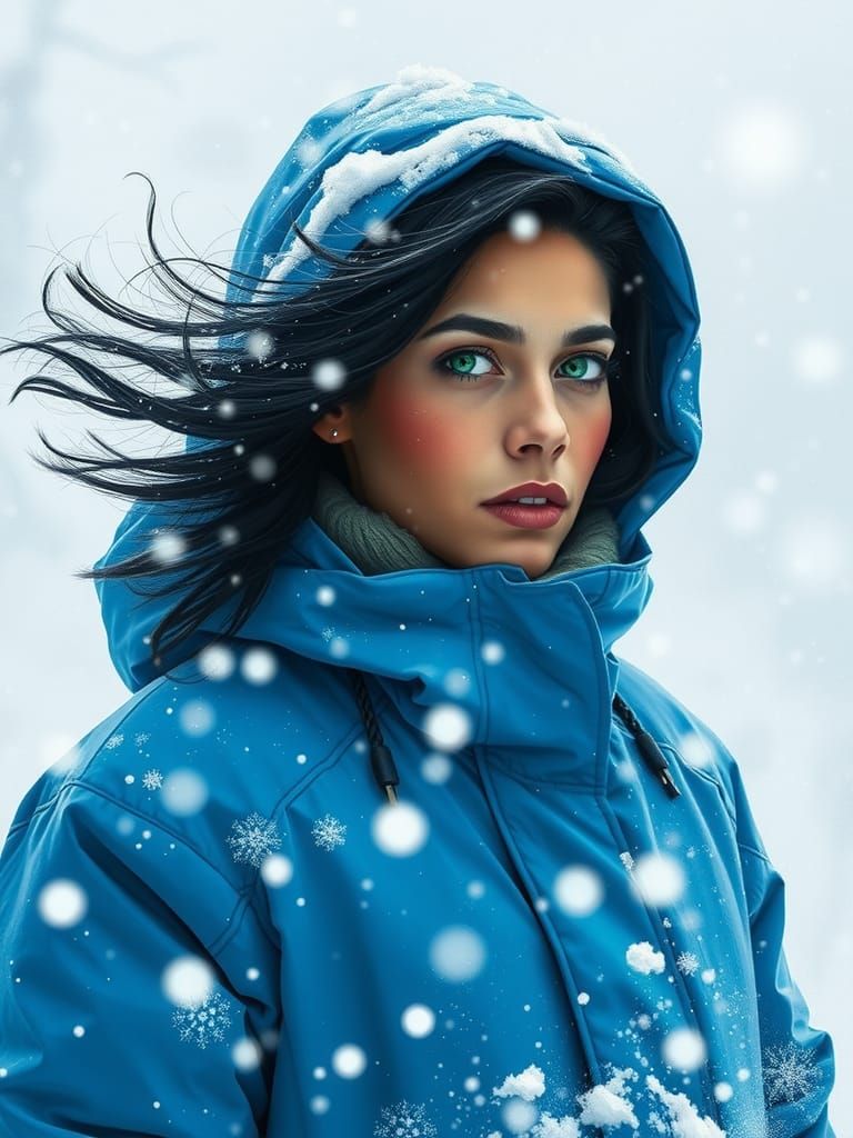 Woman in Blizzard: A Digital Painting