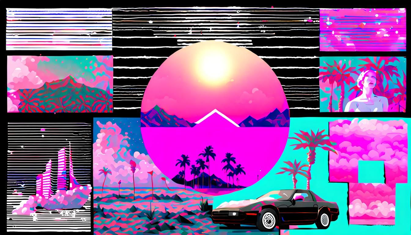 Vaporwave Collage: Digital Fragments in Retro Style