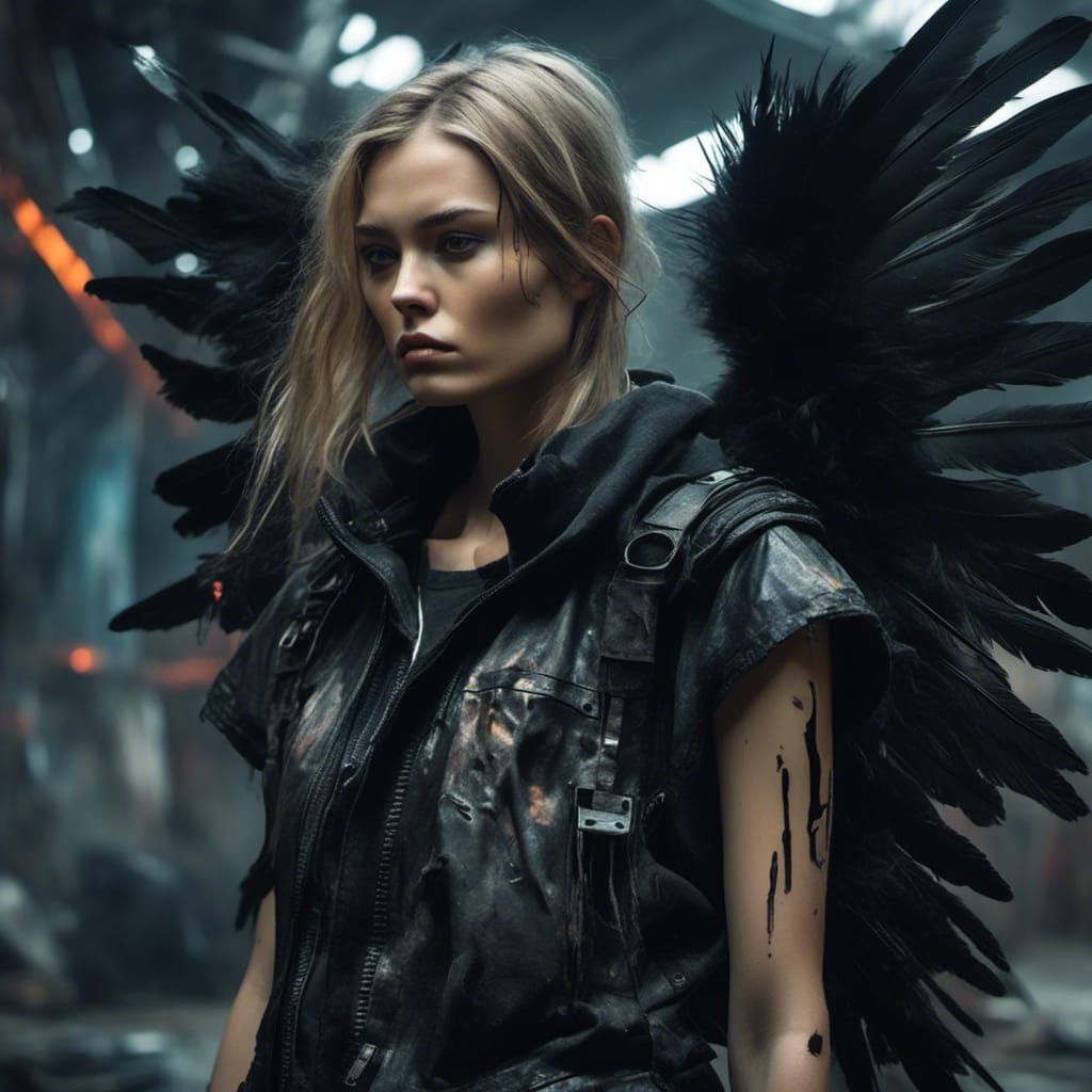 Dystopian Fashion Show with Feathered Wings