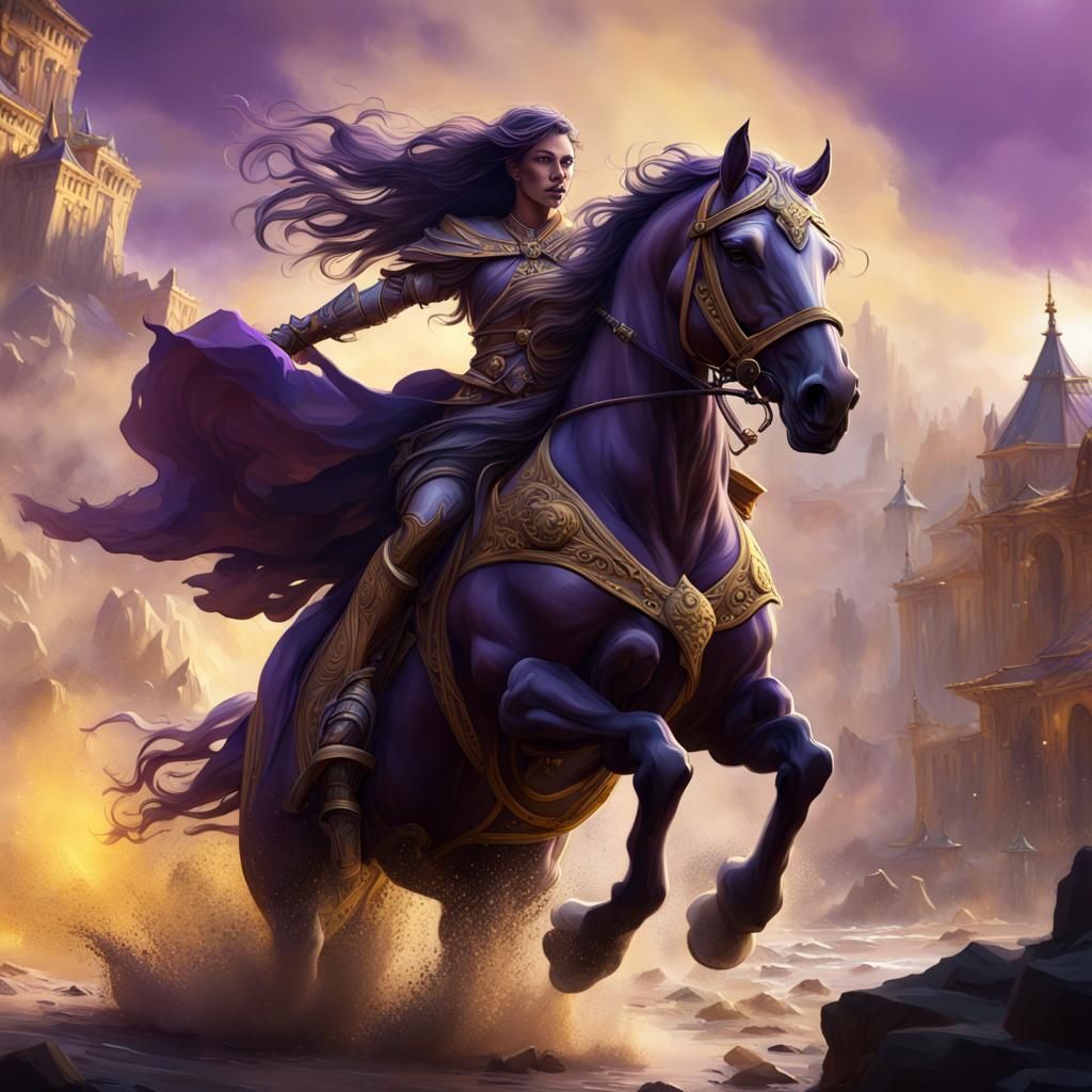 Galloping Horse in Dark Fantasy Style