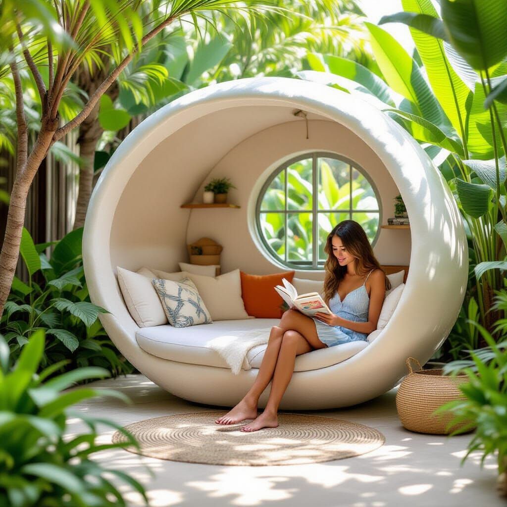 Seashell Home: Girl Reading Book in Pearl