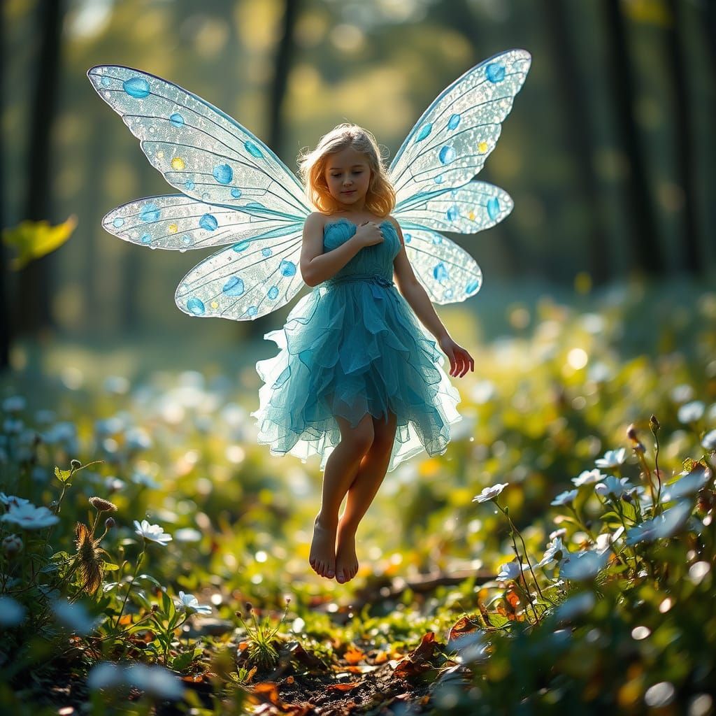 Fantasy Water Fairy Portrait in Magical Forest
