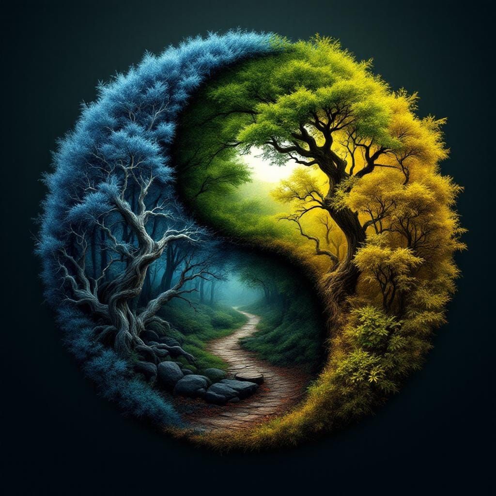 Yin-Yang Forest: A Digital Artwork of Duality