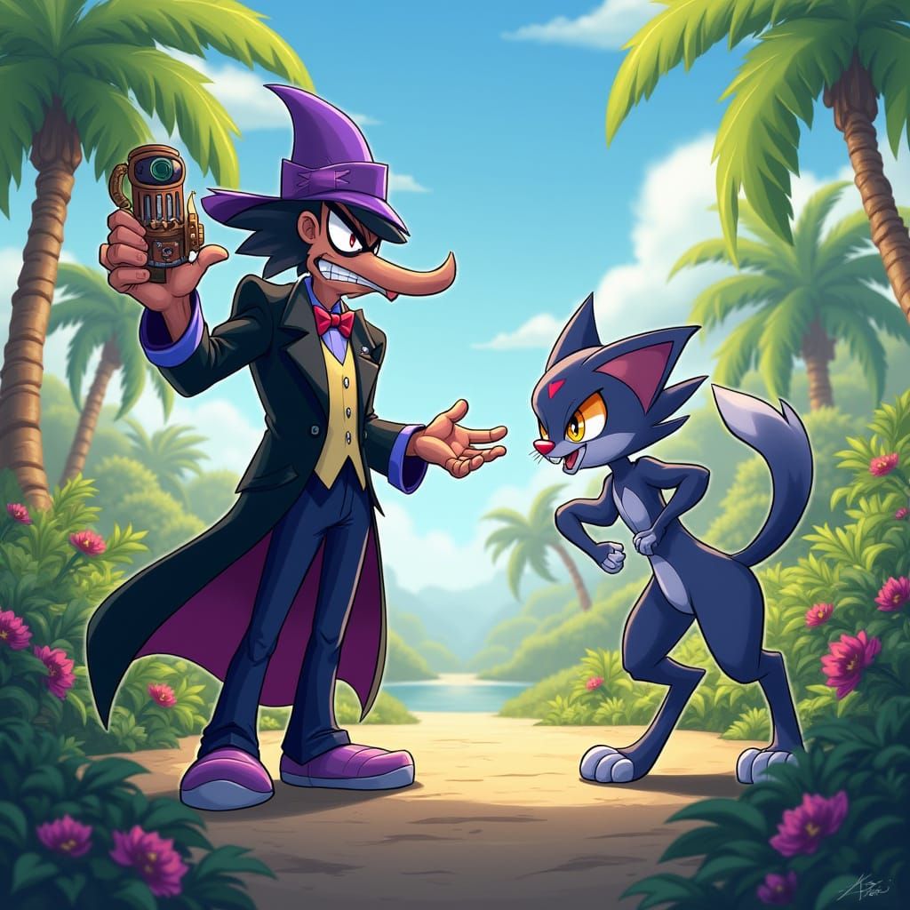 Eccentric Inventor Battles Fierce Alolan Meowth in Vibrant A...