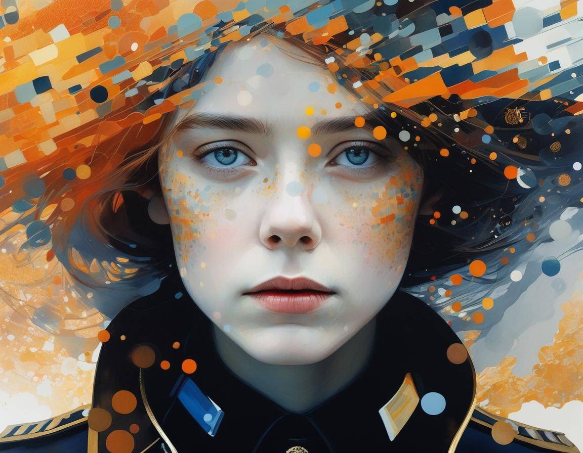 Sci-Fi Western Pilot Portrait in Klimt-Cecile Style