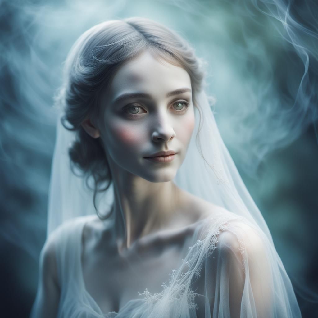 Ethereal Ghost Portrait in Romantic Gothic Style