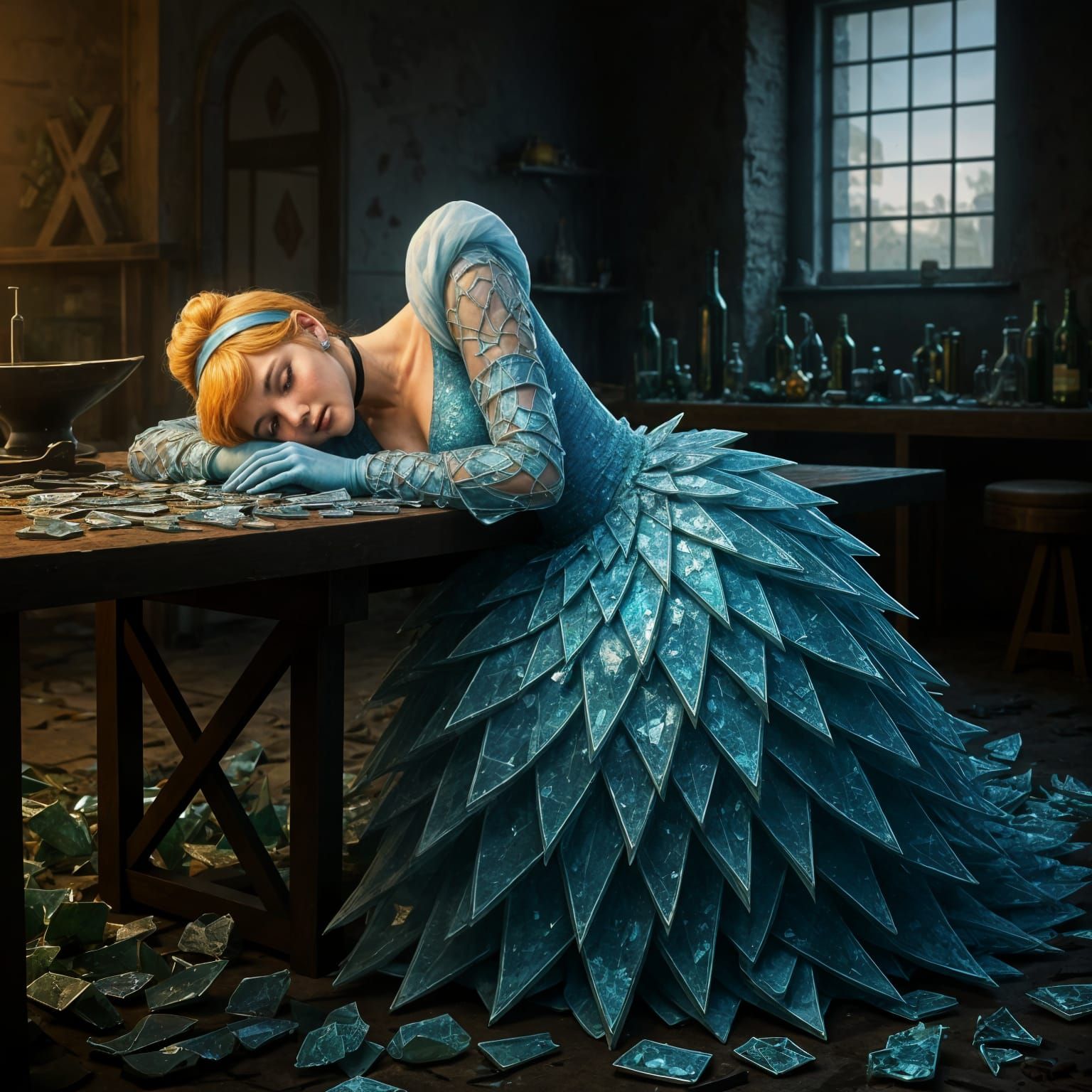 Cinderella in Translucent Glass Dress