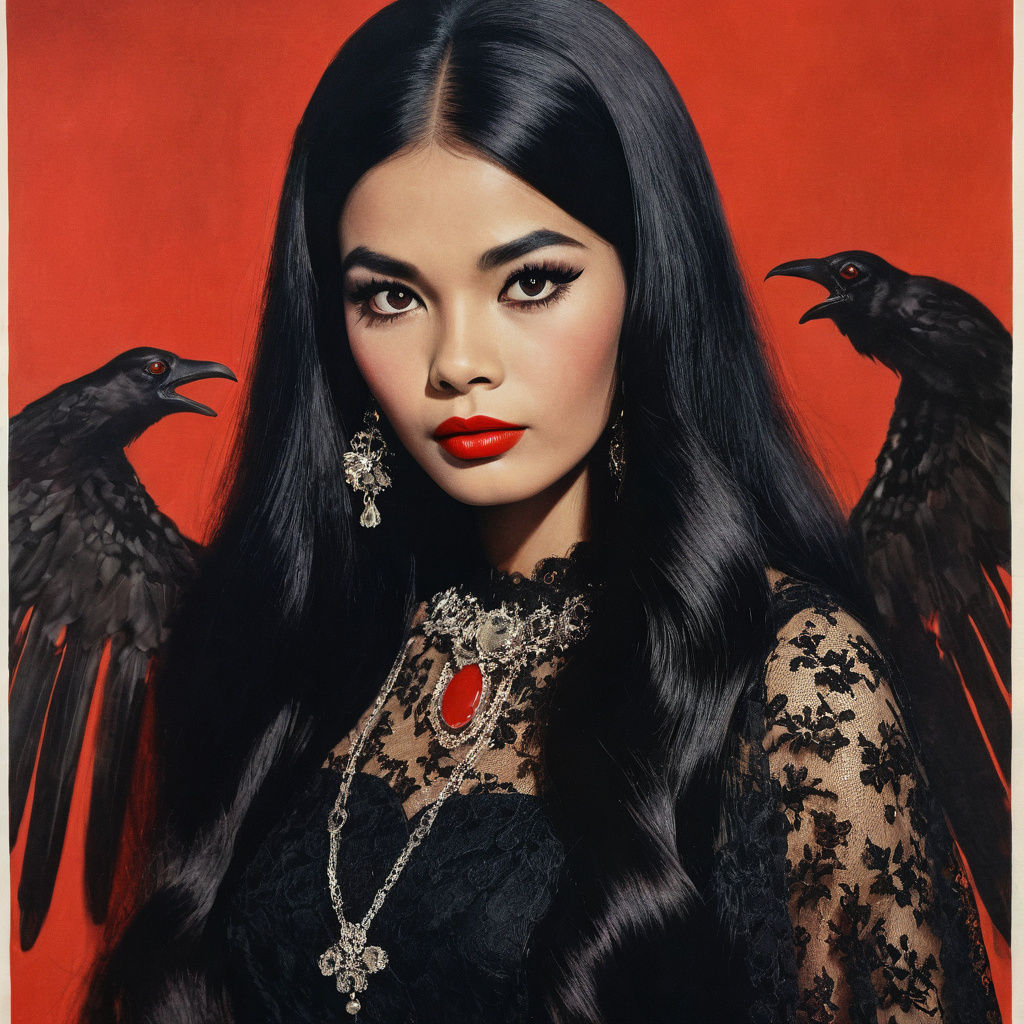 Retro Horror Poster of a Glamorous Filipino-Italian Witch