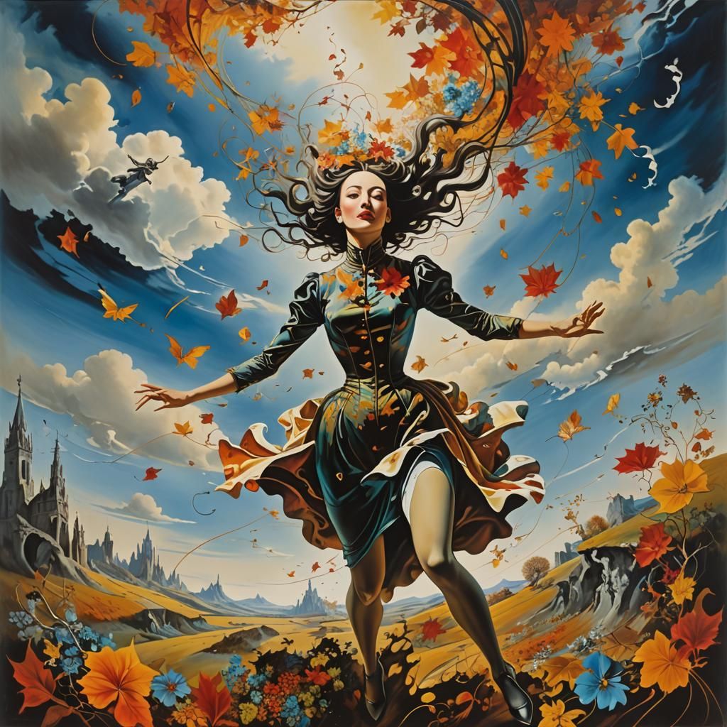 Surreal Landscape with Gothic Musician: Salvador Dali Style