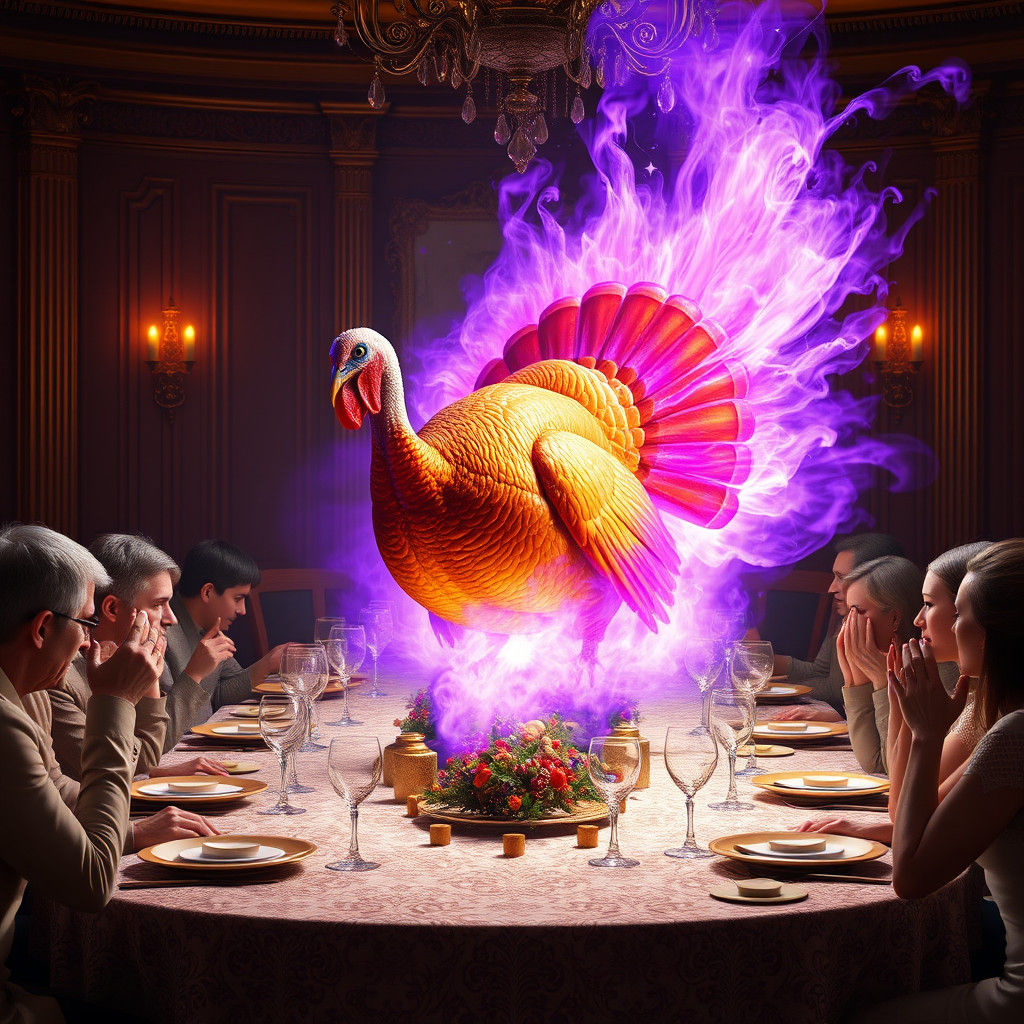 Christmas Turkey Unleashes Amethyst Blast at Dinner