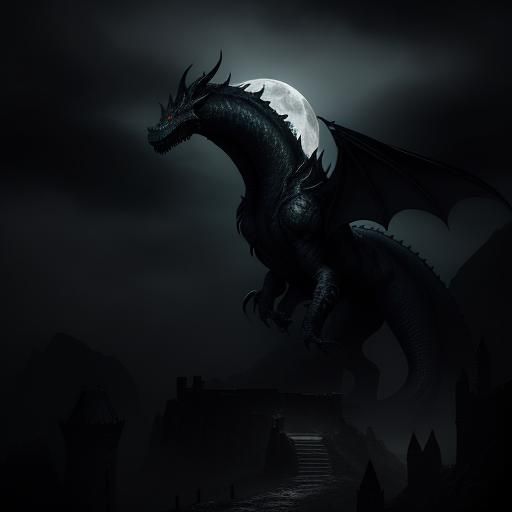 Dragon Perched Atop Crumbling Castle in Dark Fantasy Art