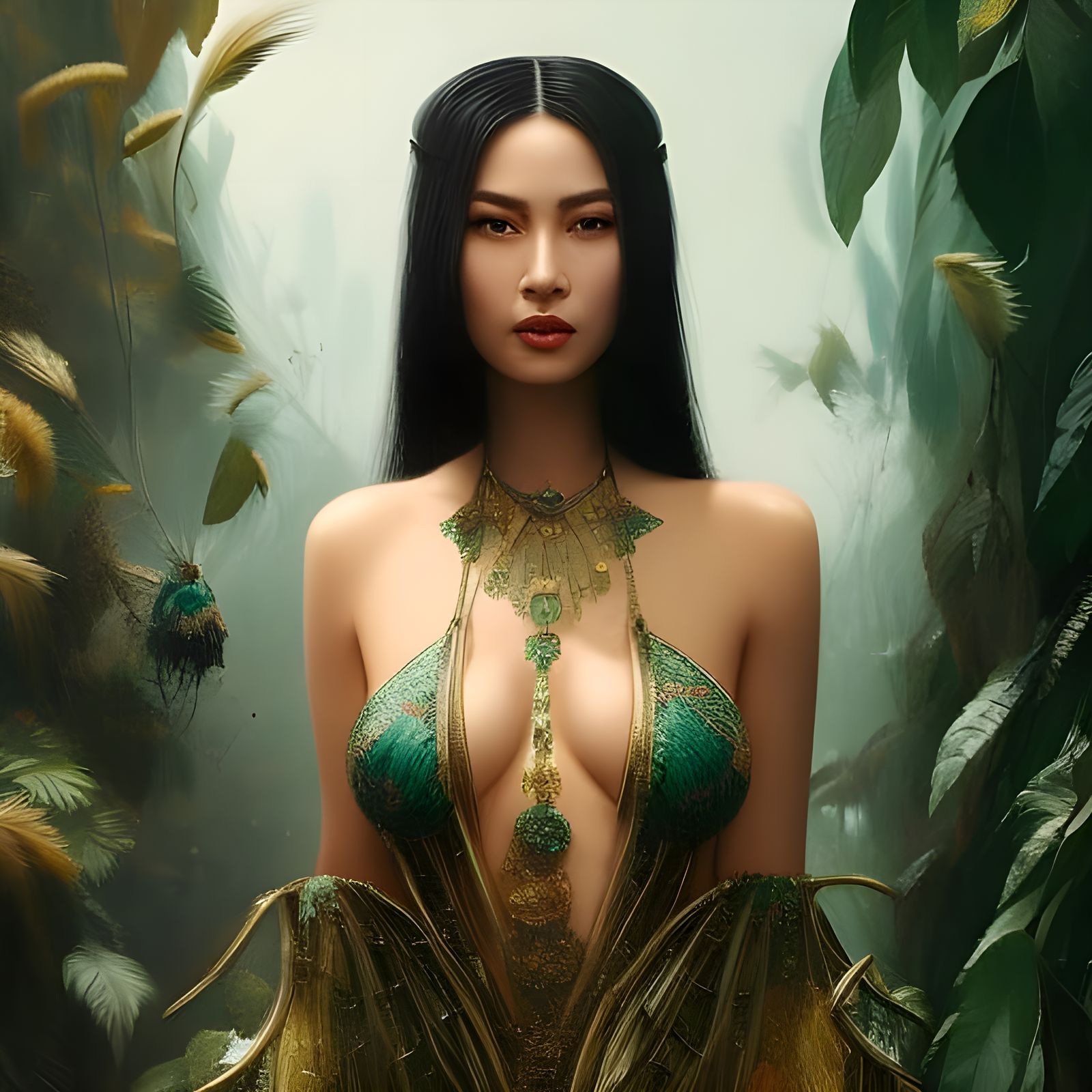 Detailed Portrait of a Beautiful Woman in Digital Art Style