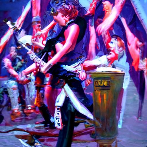 Punk Rock Concert as Oil Painting