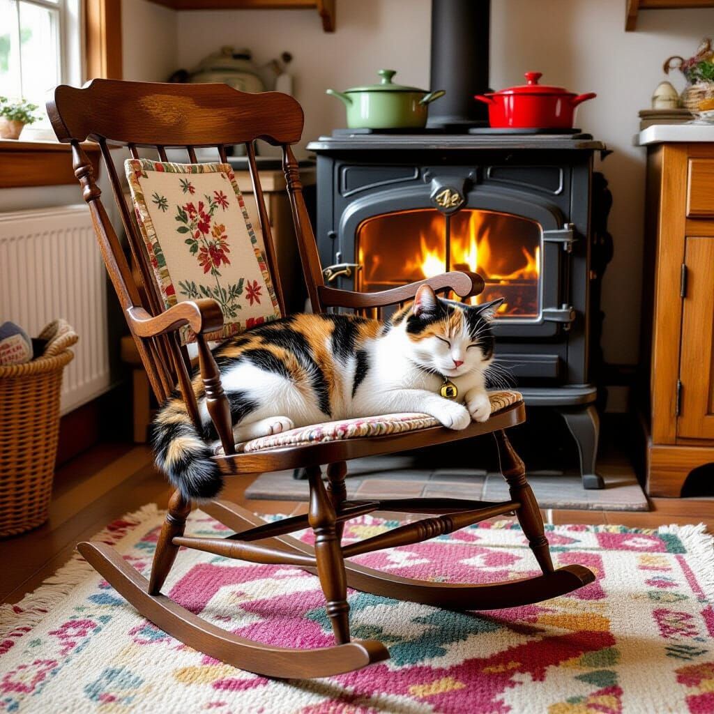 Rocking Chair with Cat