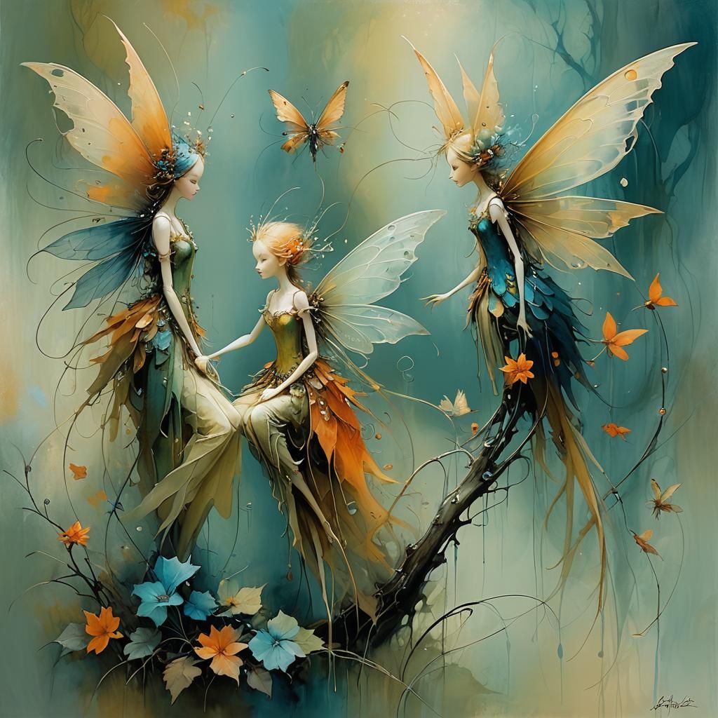 Abstract Fairy Friends in Surreal Style